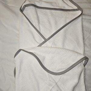 Cozy Hooded Baby Towel with Gray Edging